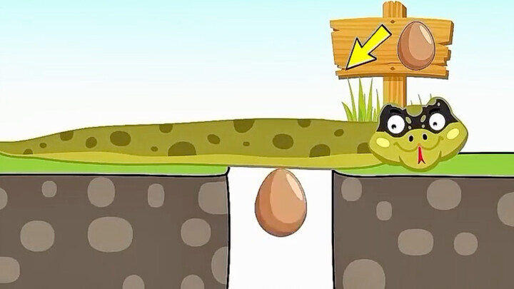 A green snake-shaped fruit stick, with just one egg left.