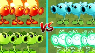 FIRE PEA กับ SNOW PEA กับ REPEATER กับ ELECTRIC PEA - ใครจะชนะ - PvZ 2 Plant Vs Plant