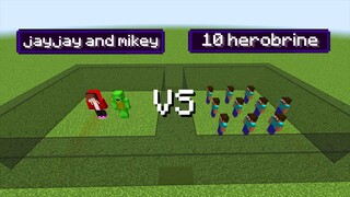 jayjay and mikey vs 10 herobrine