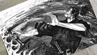 Drawing a Vagabond Manga page