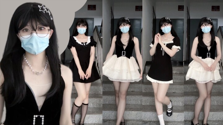 163 55｜Váy đen nhỏ phong cách miu! Chia sẻ cách phối đầm thanh lịch, tinh tế