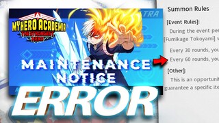 MAINTENANCE TODAY!! STAMINA FIX? 60 SUMMONS PITTY ERROR MESSAGE 😮 (MHA: Strongest Hero)