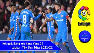 Kết quả Vòng 29 giải VĐQG Tây ban nha Laliga 2021-22 , Bảng xếp hạng