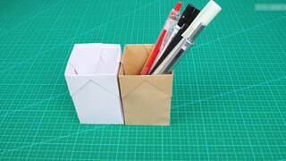 Simple origami-style pen holder, look good on the desk!