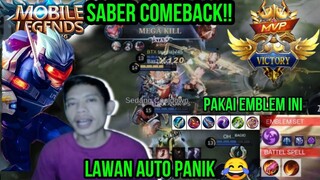 KETIKA TOP GLOBAL SABER COMEBACK, LAWAN AUTO PANIK!! | Gaming | Mobile Legends - mlbb