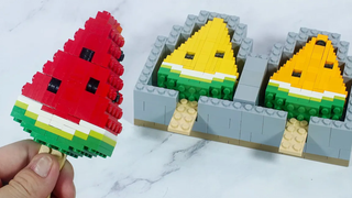 Lego Watermelon ทำไอศกรีมผลไม้สำหรับฤดูร้อน - Stop Motion Cooking & Lego ASMR