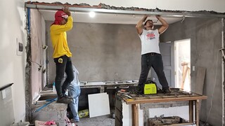 Kitchen Extension & Renovation | Time Lapse Construction Video | Ceiling, Floor Tiles, Center Island