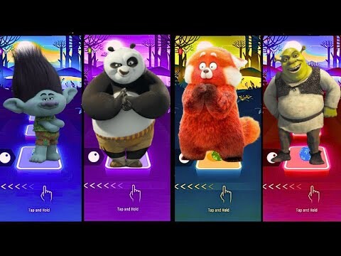 Trolls 3 🆚 Kung-Fu Panda 4 🆚 Turning Red 🆚 Shrek,  Tiles Hop DANCE Battle! 🎮🕺