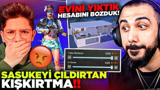 SASUKEYE KIŞKIRTMA!! 🤣 HESABINI BAŞTAN SONA BOZUP EVİNİ DAĞITTIK!! (SİNİRDEN ÇILDIRDI) | PUBG MOBILE