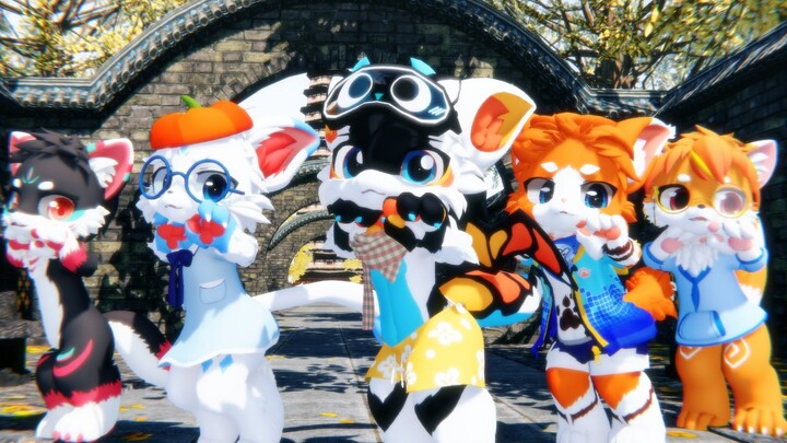 【Furry/MMD】（Chinese style dance）Five little ones' flowers and moon come together in pairs~