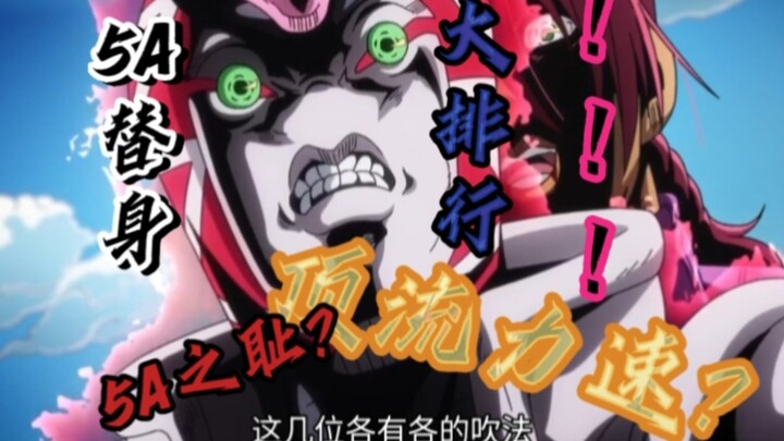 JOJO中五位力速双A盘点（白金，世界，疯钻，辣椒，红王），究竟谁是最强，谁又排不上号？