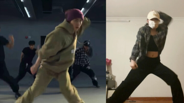 Kim Hanbin practice room + single person mirror synchronization rate comparison (for dance copying)