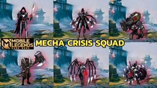 UPCOMING "MECHA CRISIS" SQUAD SKINS MOBILE LEGENDS || MLBB NEW SKINS 2022