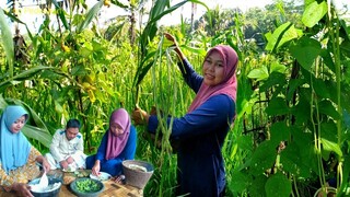 Nikmat Luar Biasa.. SAMBEL PETE Selong, Bakwan Kacang Panjang, Teri Udang Rebon, Masakan Kampung