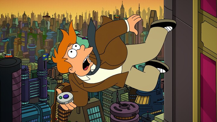 "Futurama" "Infinite loop of falling buildings"