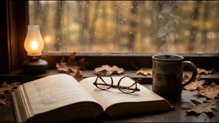 【助眠白噪音】Cozy Autumn Rain & Falling Leaves | 1 Hour Reading Ambience for Study & Relaxation