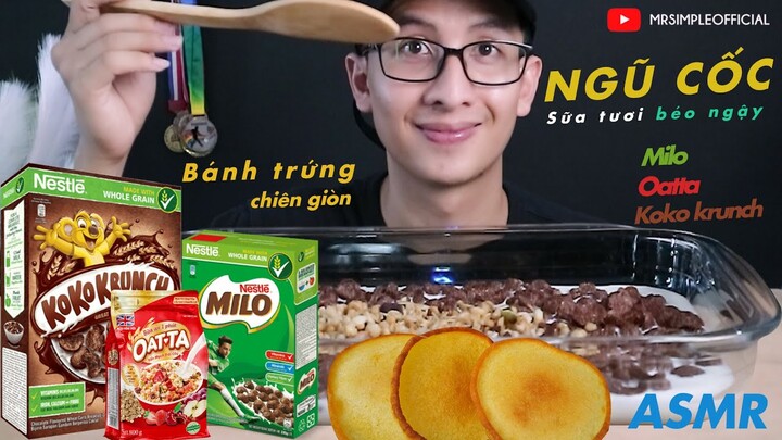 ĂN 03 LOẠI NGŨ CỐC DINH DƯỠNG KÈM SỮA TƯƠI VÀ BÁNH TRỨNG SIÊU NGON | MR SIMPLE OFFICIAL VLOGS