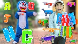 CHỮ CÁI BIẾN HÌNH DORAEMON, HẢI CỦ CẢI LẮP ROBOT TỪ CHỮ A J N G Q