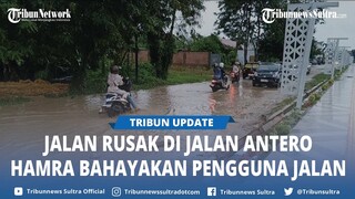 Jalan Antero Hamra Kendari Digenangi Air, Pengendara Motor Nyaris Jatuh Tak Tahu Jalanan Berlubang