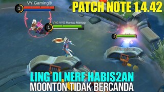 LING NERF, GRANGER NERF, BELERICK NERF, ITEM JUNGLE BUFF - PATCH NOTE 1.4.42 MOBILE LEGENDS