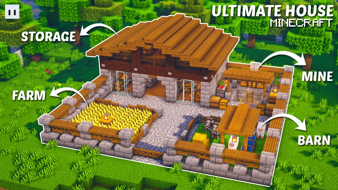 Minecraft How To Build A Ultimate Survival House 2 Players House Bilibili
