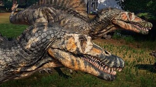 2 Ichthyovenator & 2 Spinosaurus Breakout & Fight! JWE Mods (4K 60FPS)