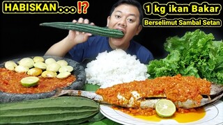 MUKBANG 1 KG  IKAN TONGKOL BATIK + MAKAN JENGKOL MENTAH SAMBAL TERASI LAHAP BANGET + LALAPAN MENTAH