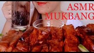 ASMR MUKBANG HOMEMADE BBQ SPICY PORK RIBS IN OVEN | EATING SHOW | NO TALKING