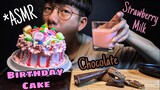 Zin ASMR | ASMR STRAWBERRY BIRTHDAY CAKE & CREAM CHOCOLATE, MILK