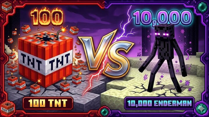 minecraft 100 TNT VS 10000 enderman