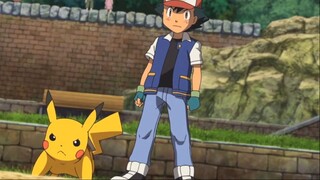 Satoshi So tài cùng với Pikachu và Pokemon mới