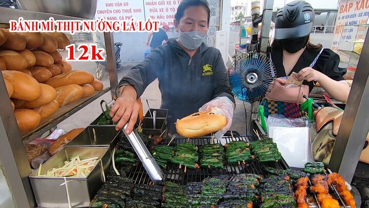 Xe Bánh Mì Thịt Nướng Lá Lốt Cô Lan chỉ từ 12k Siêu Ngon Rẻ khách ăn nườm nượp ở đường phố Sài Gòn