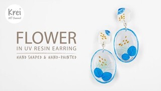 Flower in UV Resin hand painted earring