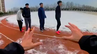 What? The coach ran the 300 meters himself?