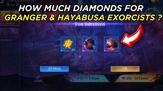 HOW MUCH DIAMONDS FOR GRANGER AND HAYABUSA EXORCISTS SKIN INCLUDING TOKENS?MLBB EXORCISTS EVENT 2023