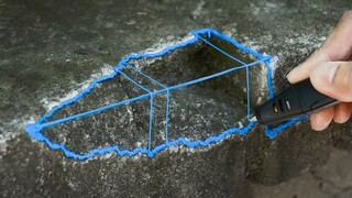 The humorous Korean guy SANAGO used a 3D brush to repair the damaged wall on the roadside