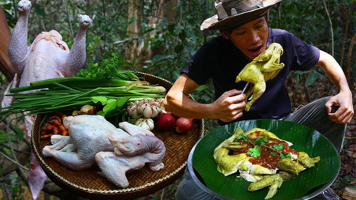 Cooking Chicken Hainanese with Sweet Sause Eating So Delicious