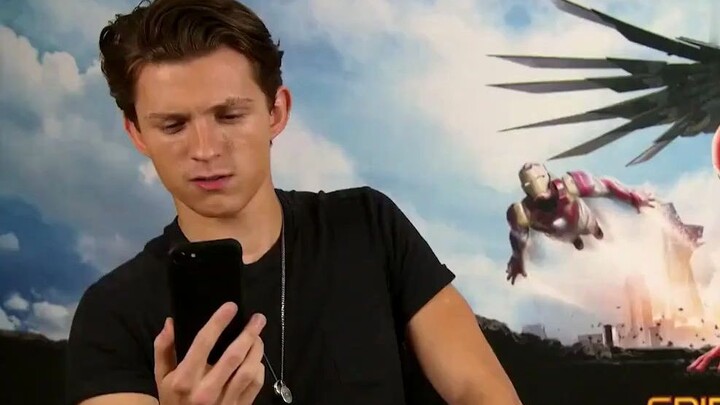 Tom Holland was interviewed, and Downey Jr. called him on video: "You little bastard, are you wearin