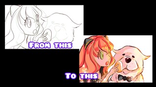 Tutorial Drawing Anya x bond // Speed paint