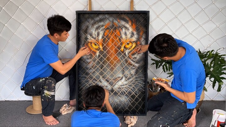 自己做画框，慢慢画出一只特别的老虎画｜过程记录