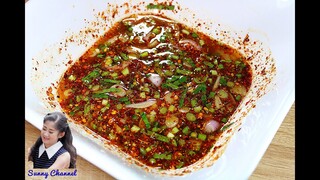 น้ำจิ้มแจ่ว สูตรมะนาว : Jaew Dipping Sauce (Lime Recipe) l Sunny Thai Food