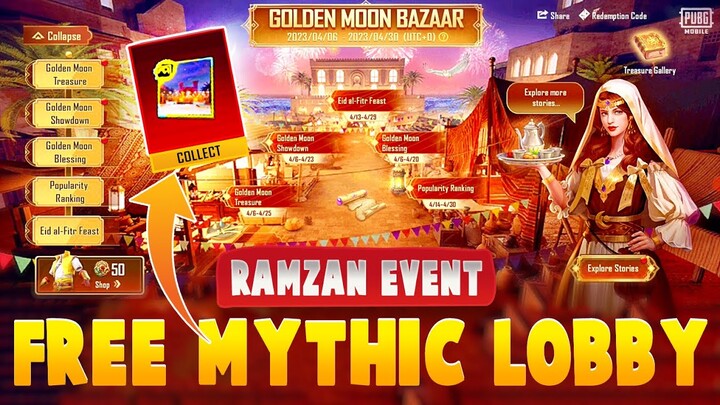 HOW TO GET FREE MYTHIC LOBBY | FREE UC REBATE | GOLDEN MOON TREASURE | NEW EVENT PUBG MOBILE