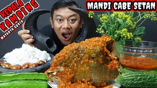 MUKBANG KEPALA KAMBING MANDI CABE SETAN + LALAPAN JENGKOL MENTAH MAKAN BANYAK