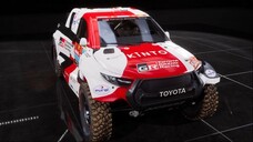 Car Toyota GR DKR Hilux in Dakar Desert Rally. Toyota Gazoo racing SA