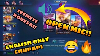 ENGLISH ONLY CHALLENGE MLBB (LT TO) 😂🔥 OPEN MIC!