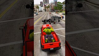 Gta V | Hulk , Iron Man And Spider Man Help She Hulk From Gaint Spiders #shorts #ytshorts #gta5