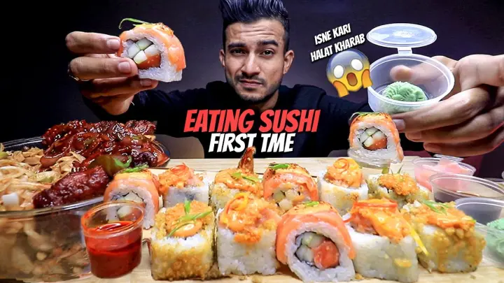 Eating Sushi For The First Time | Indian Trying Sushi | Akshanshu Aswal MUKBANG