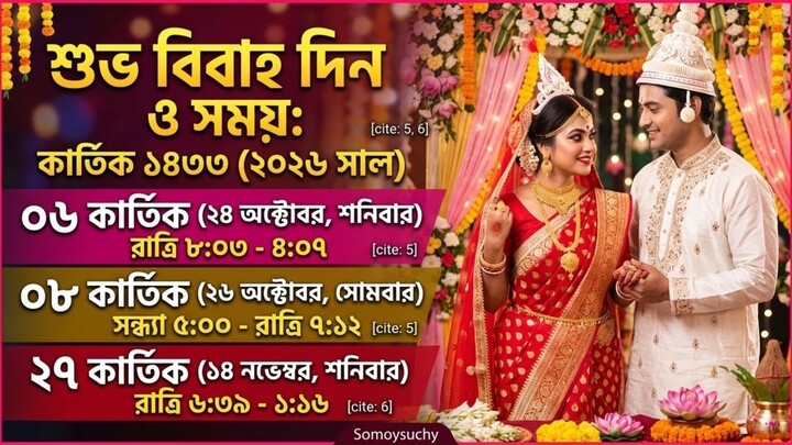কার্তিক মাসের শুভ বিবাহের দিন ও সময়সূচী | Marriage Dates Kartik | কার্তিক মাসে মোট নয়টি বিয়ে তারিখ