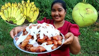 Yummy Cooking dessert Ripe banana mix Coconut recipe & My Cooking skill