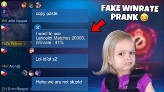 LANCELOT 20,000 MATCHES FAKE WINRATE PRANK!! | THEY WERE SO ANGRY AT ME! 🤣 (LAUGHTRIP!) - MLBB